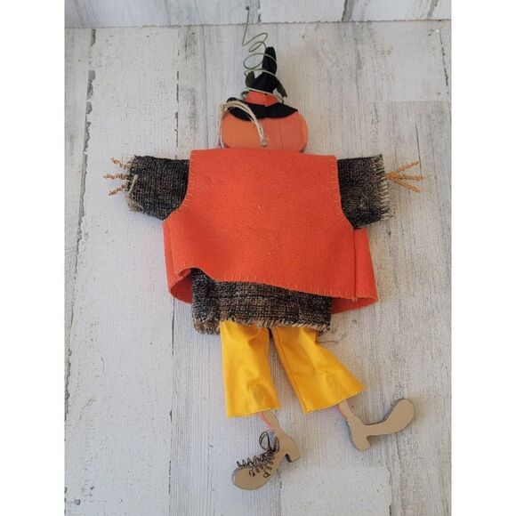 Vintage pumpkin scarecrow hanging doll prop Halloween decor unique - Picture 7 of 9
